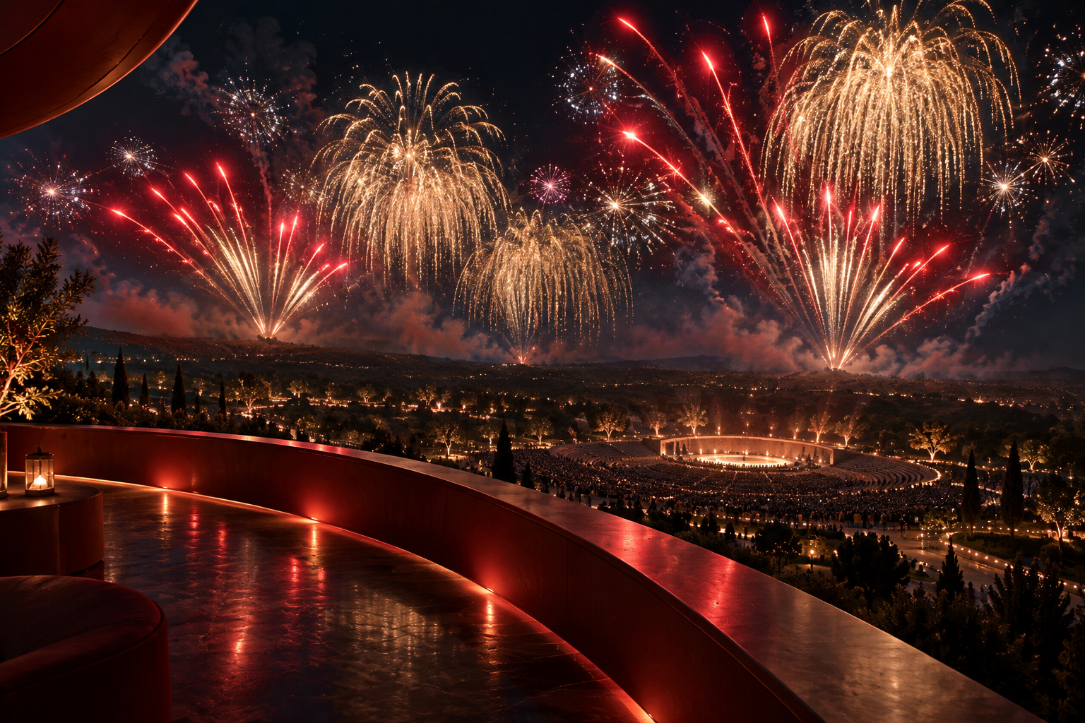 Concept illustration of a fireworks performance